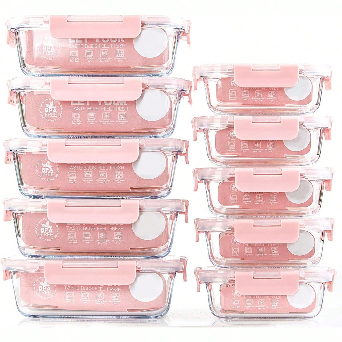 Food Storage With Colander - 10 Pack Glass Meal Prep Containers,