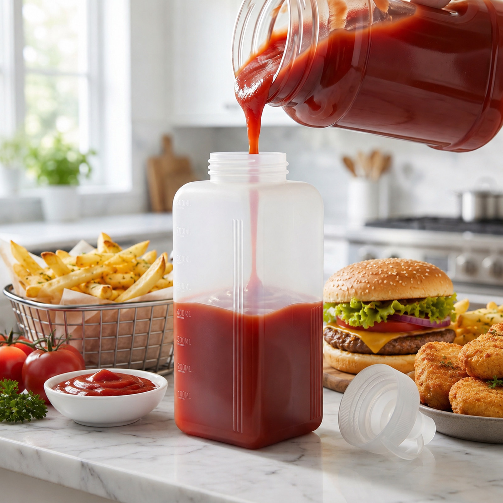 Salad Dressing Bottle - 2Pcs Plastic Squeeze Bottles 800Ml for