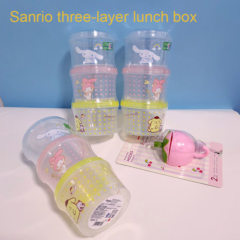 Food Storage With Colander - Kitty Bento Box Set 3 Pieces