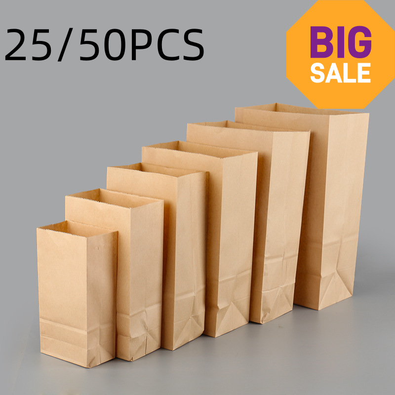 25/50pcs Brown Kraft Paper Bag - огляд і ціна Food Storage Plant