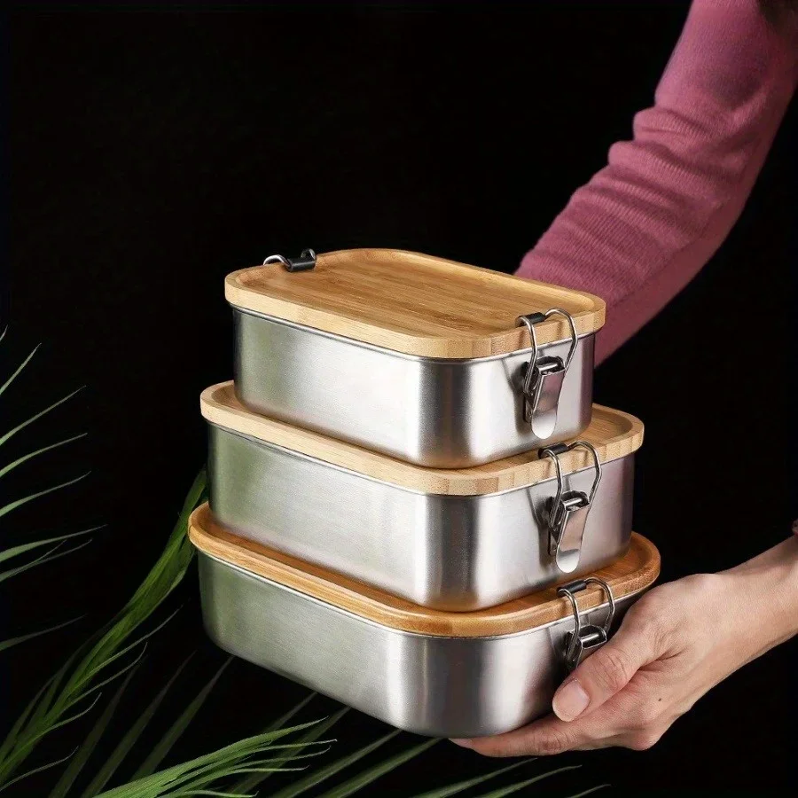 New 304 Stainless Steel Bamboo - огляд і ціна Food Storage With Colander