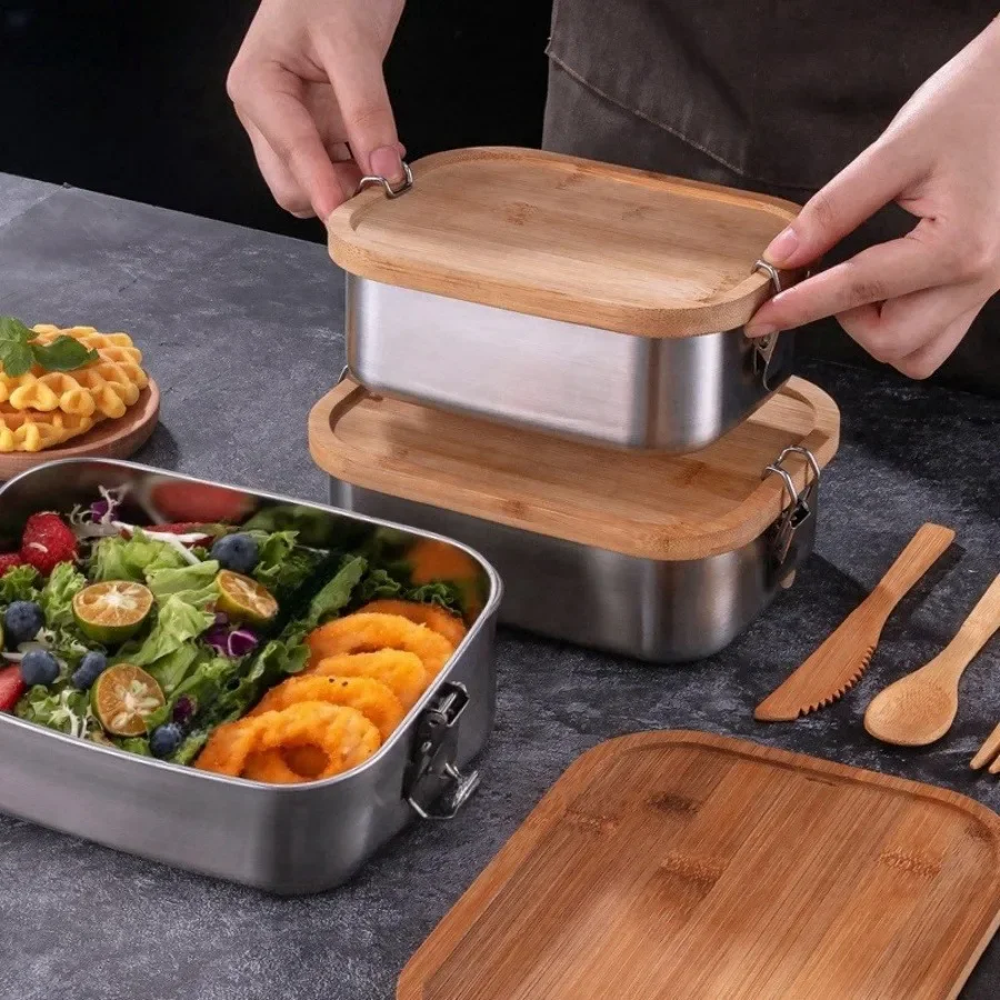 New 304 Stainless Steel Bamboo - огляд і ціна Food Storage With Colander