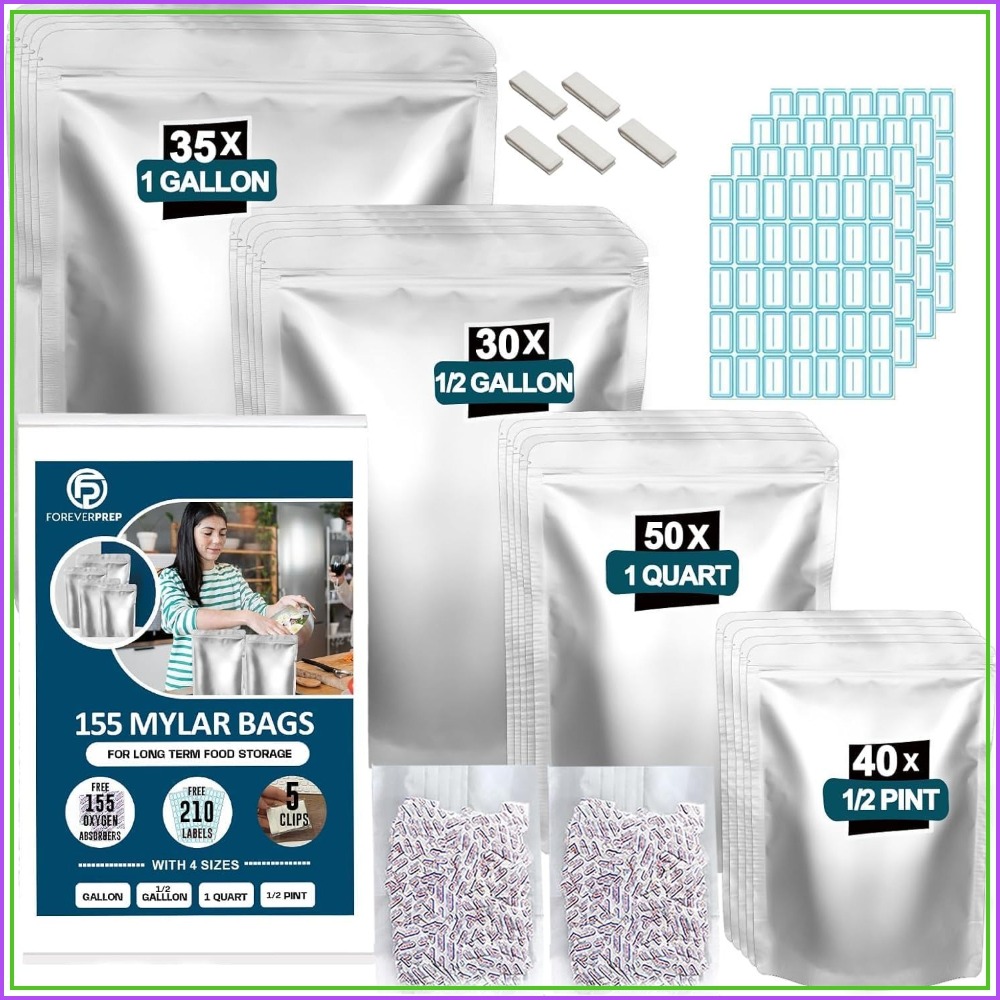 155 Mylar Bags with 155 Oxygen - огляд і ціна Food Storage Long Term