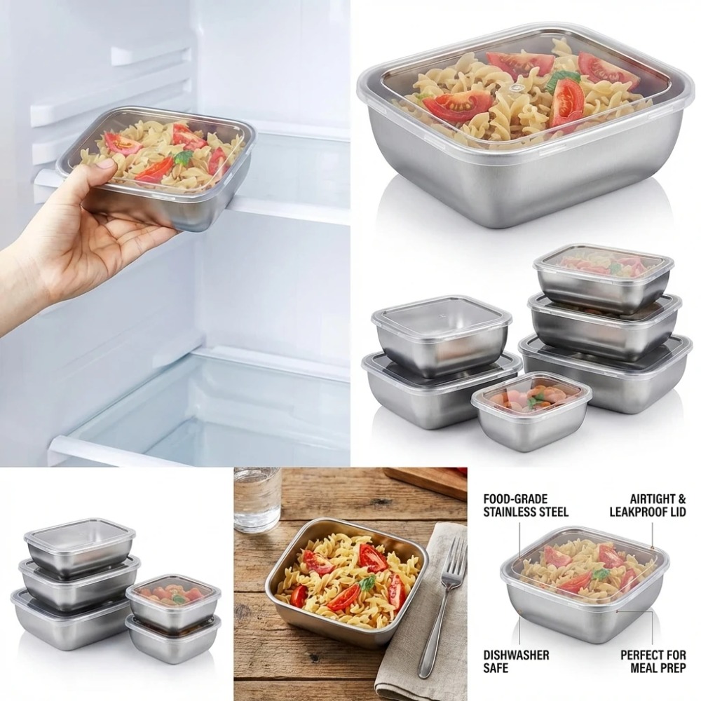 6PCS Stainless Steel Food Stor - огляд і ціна Stainless Lunch Box
