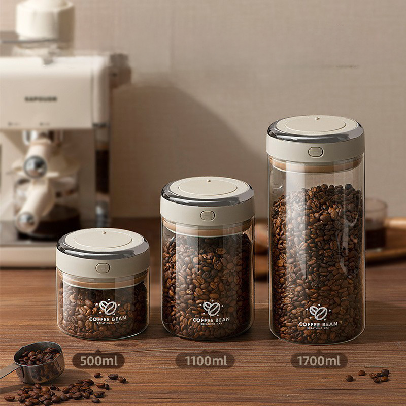 500/1100/1700ml Coffee Beans V - огляд і ціна Food Storage Glass Jar