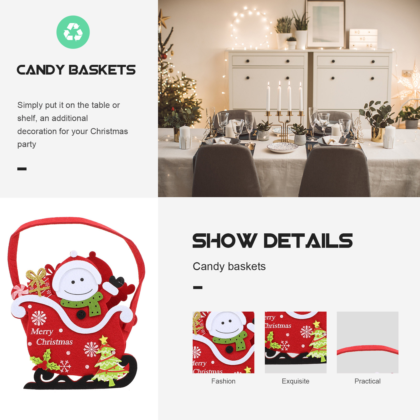 1Pcs Christmas Candy Basket Xm - огляд і ціна Xmas Food Storage Containers
